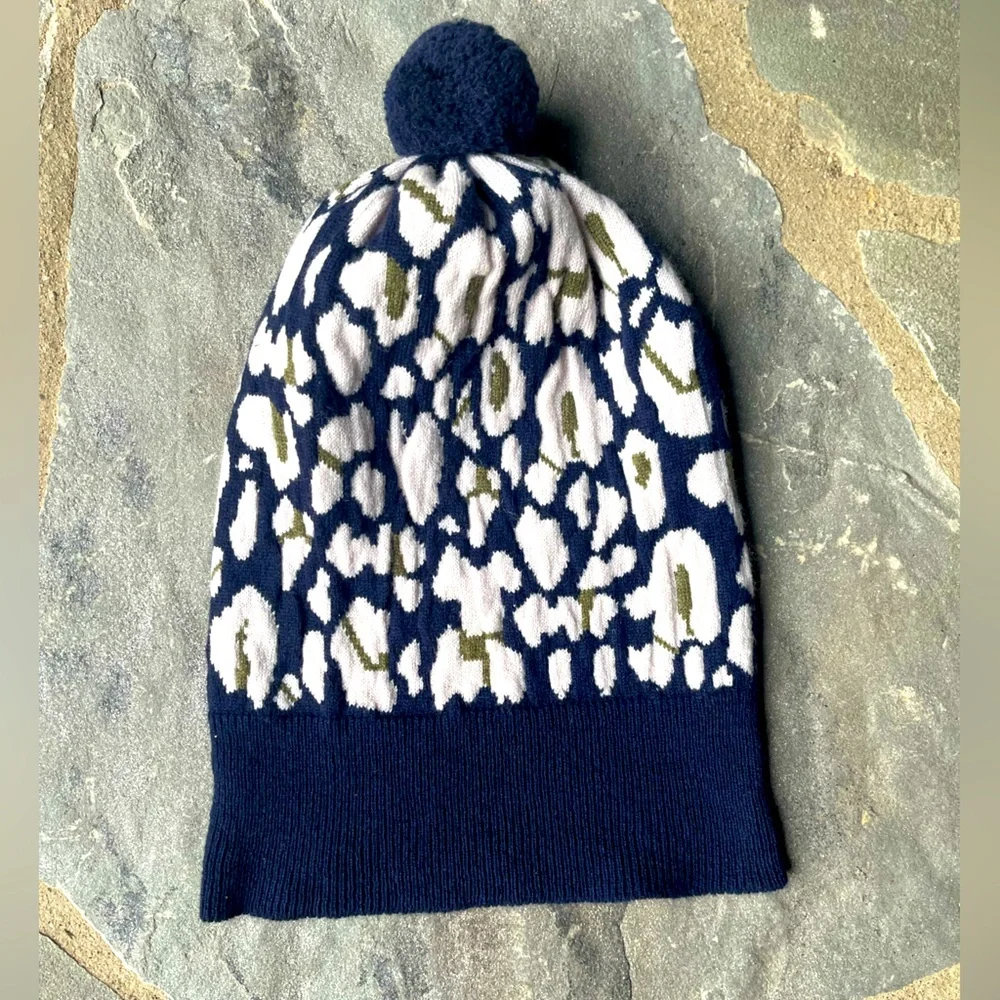 Rosie Sugden -Leopard Beanie, Blackberry/Icing/Moorland